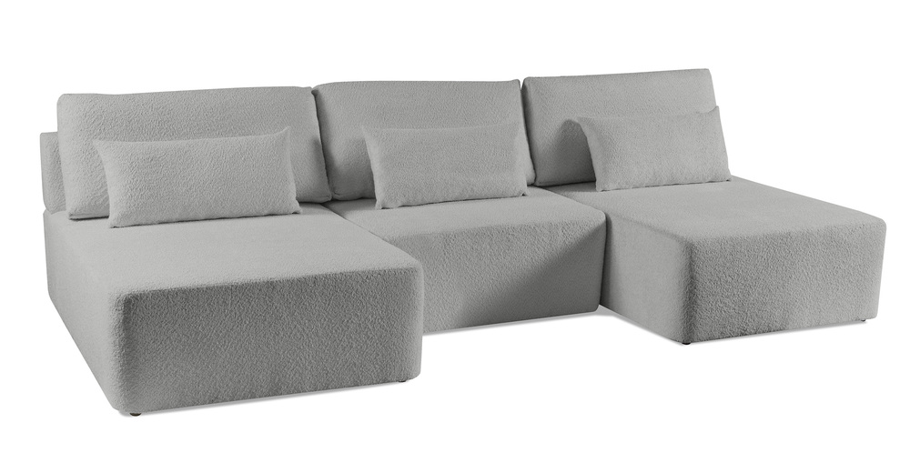 SELSEY Narożnik z funkcją spania Moduliano U-kształtny z pojemnikiem uniwersalny szary boucle