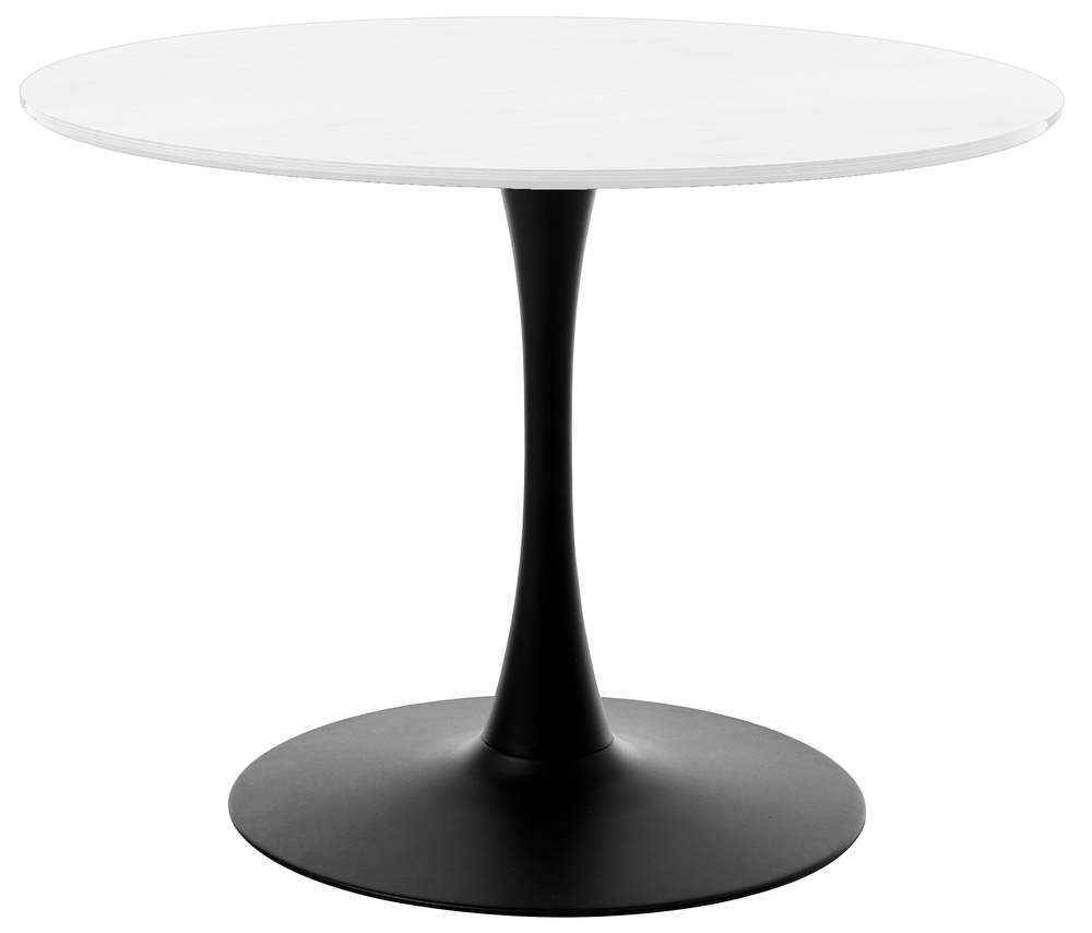 SELSEY Stół okrągły Obleos 100 cm biały z czarną podstawą