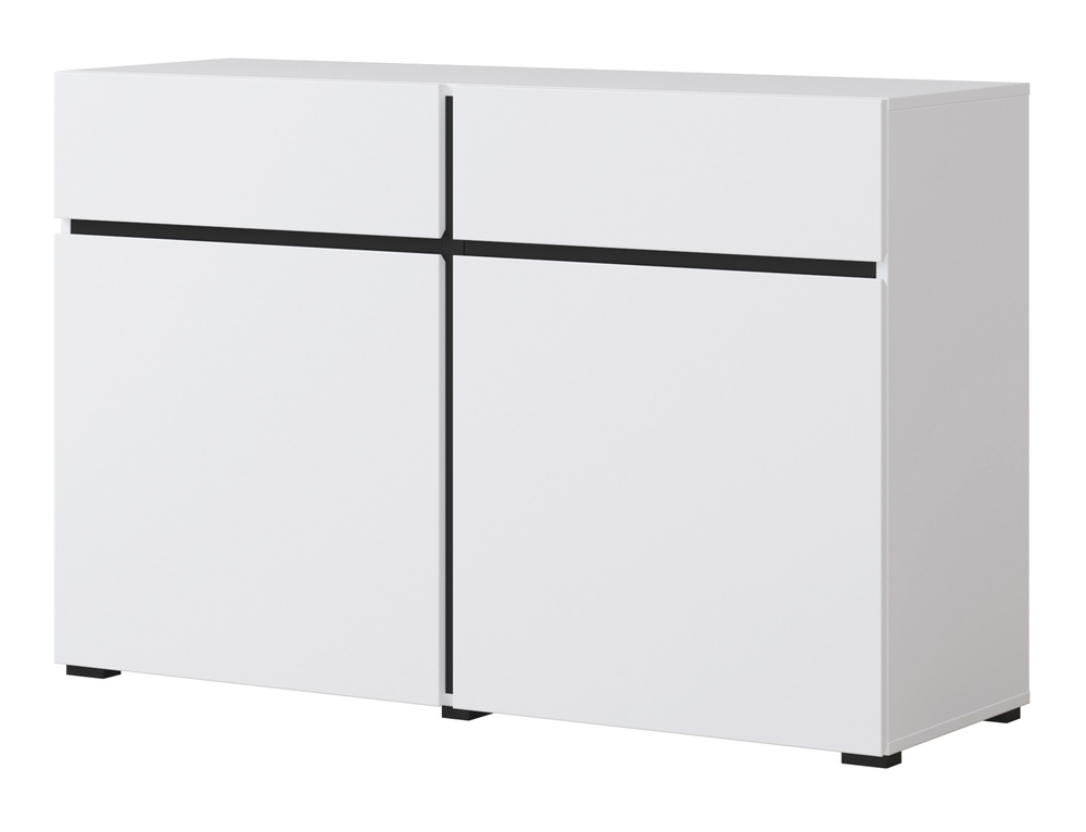 SELSEY Komoda Kruzoe 78 cm z dwiema szufladami i dwiema szafkami biała