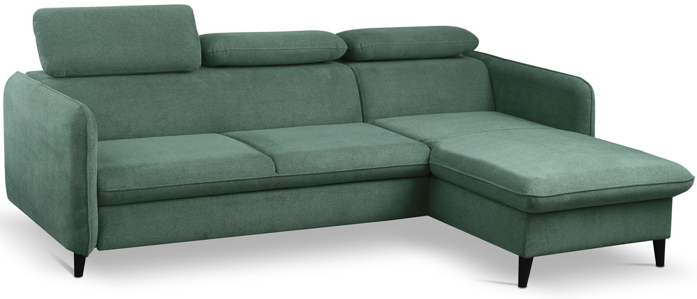 SELSEY Narożnik z funkcją spania Drene L-kształtny prawostronny z regulowanymi zagłówkami i pojemnikiem szałwiowy szenil hydrofobowy