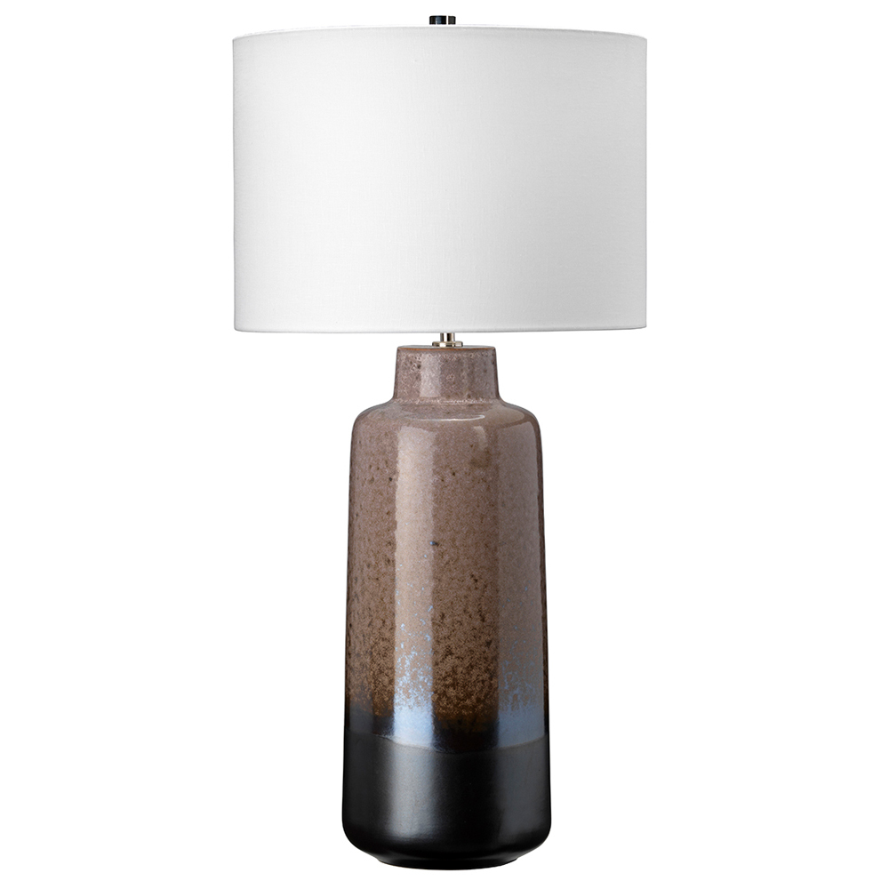 SELSEY Lampa stołowa Merrly ceramiczna biała/brązowa