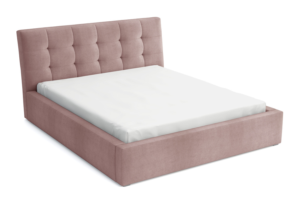 SELSEY Łóżko tapicerowane 140x200 cm Nabbe jasnoróżowe velvet hydrofobowe