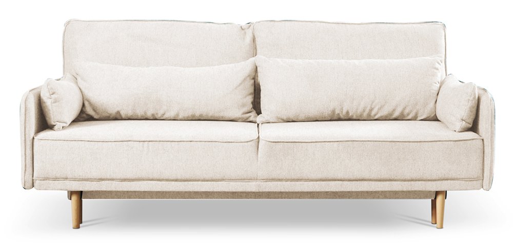 SELSEY Kanapa rozkładana trzyosobowa Spider kremowa welur hydrofobowy