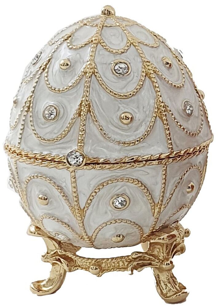 SELSEY Puzderko jajko Faberge białe