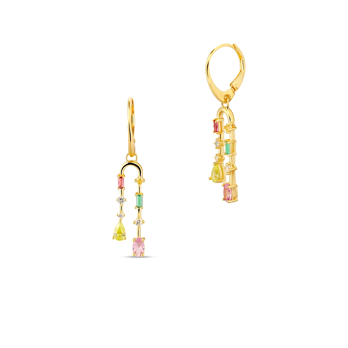 W.KRUK Kolczyki srebrne z kolorowymi kamieniami Mozaika