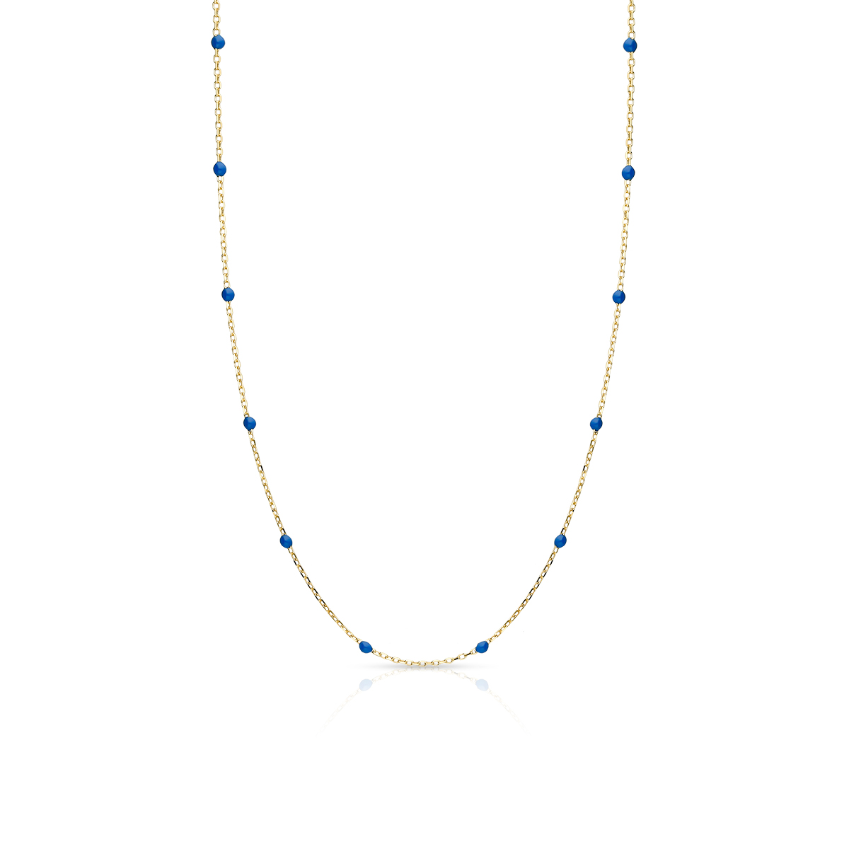 W.KRUK - Naszyjnik złoty z granatowymi koralikami