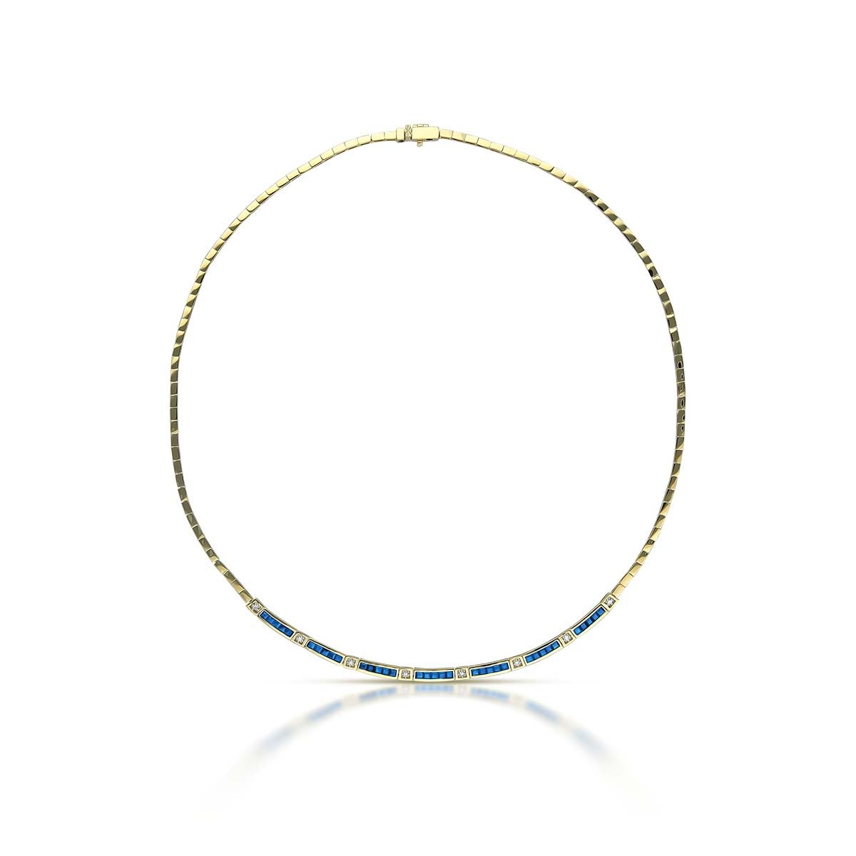 W.KRUK Naszyjnik złoty z szafirami i diamentami