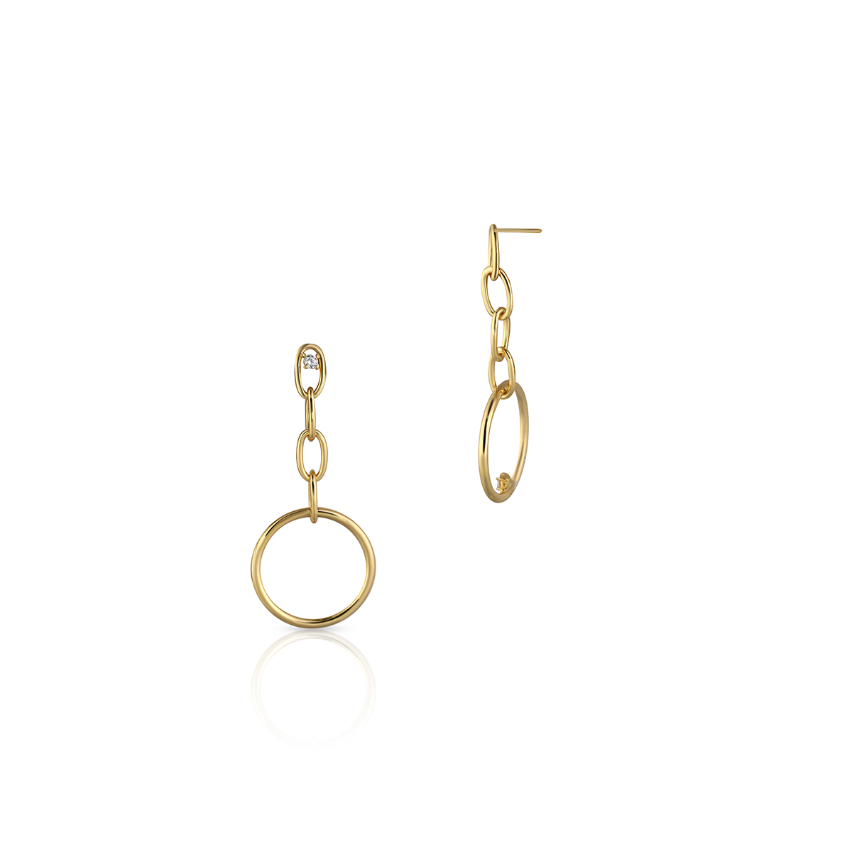 W.KRUK - Kolczyki srebrne pozłacane z cyrkoniami