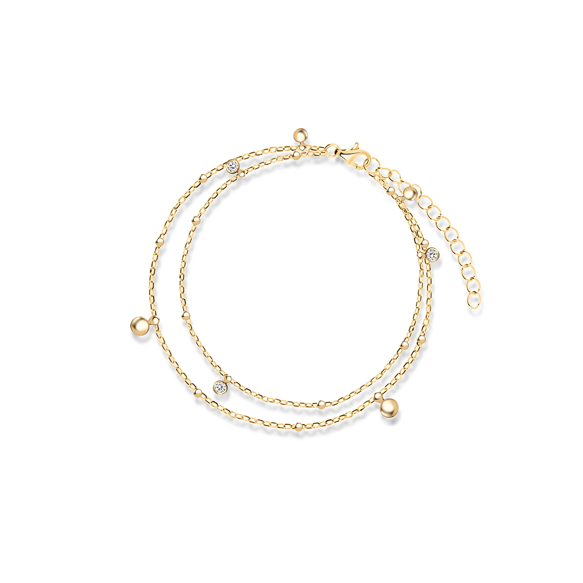 W.KRUK Bransoletka srebrna pozłacana z cyrkoniami i kulkami