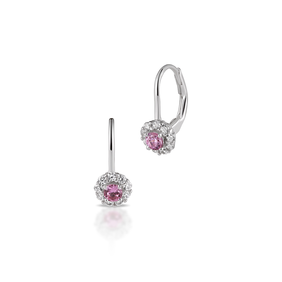 W.KRUK Kolczyki srebrne z różowymi cyrkoniami