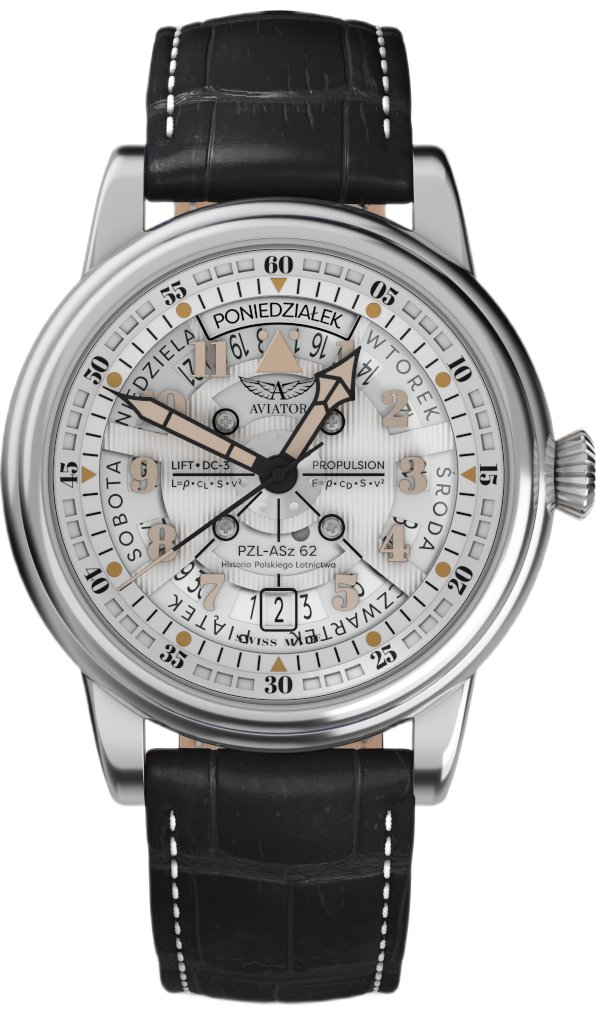 Zegarek Męski AVIATOR Day Date Meca 41 Polska Edycja Douglas V.3.36.0.293.4 PL