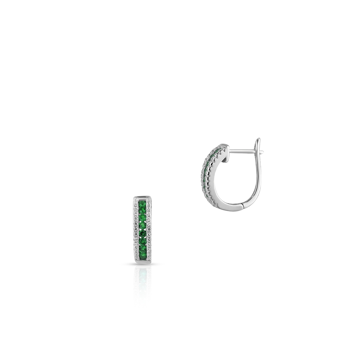 W.KRUK Kolczyki srebrne z zielonymi cyrkoniami