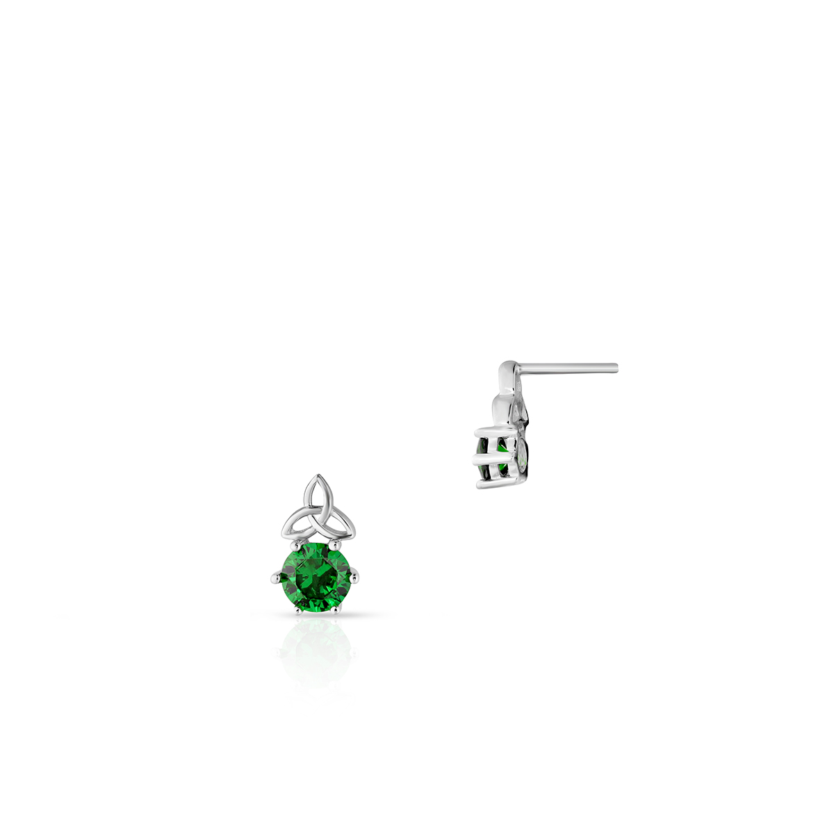 W.KRUK - Kolczyki srebrne z zieloną cyrkonią