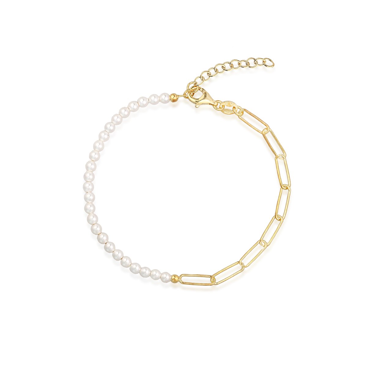 W.KRUK - Bransoletka srebrna pozłacana z kryształowymi perłami Swarovskiego