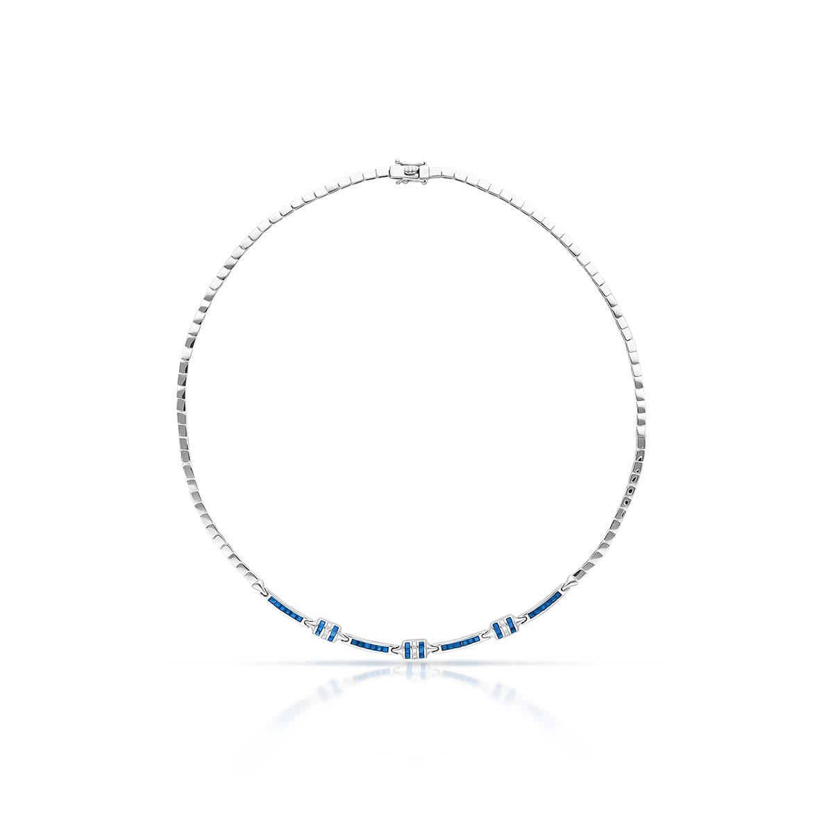 W.KRUK Naszyjnik białe złoto z szafirami i diamentami