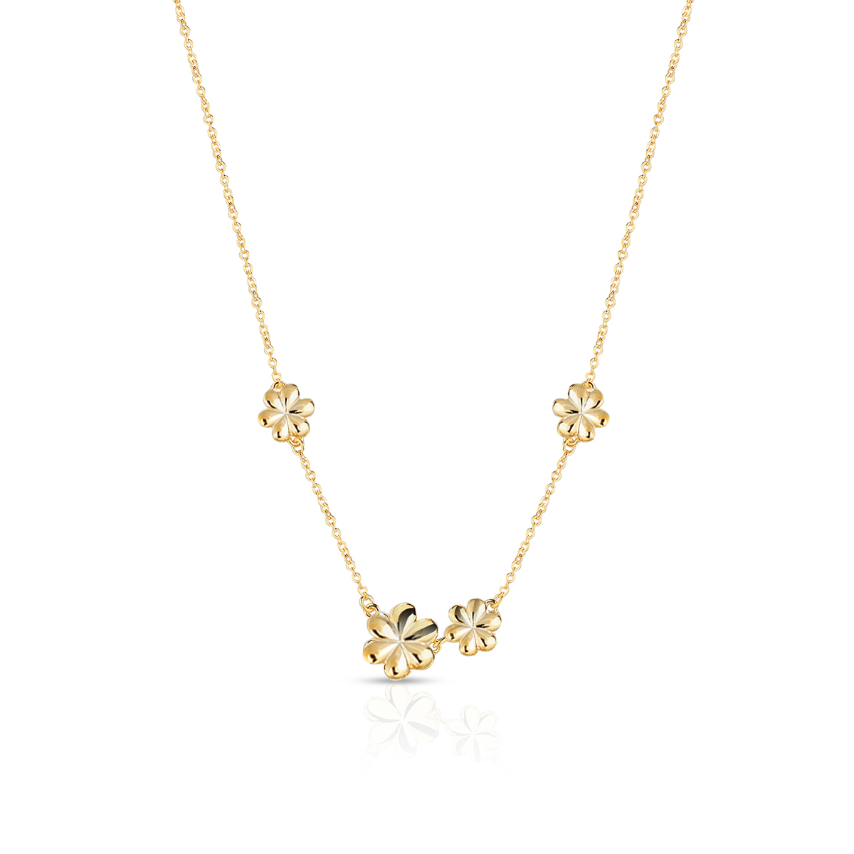 W.KRUK - Naszyjnik srebrny pozłacany z kwiatowym motywem