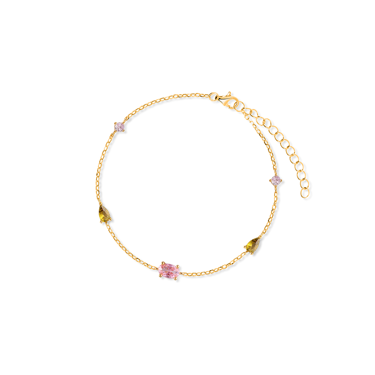 W.KRUK - Bransoletka srebrna pozłacana z kolorowymi cyrkoniami