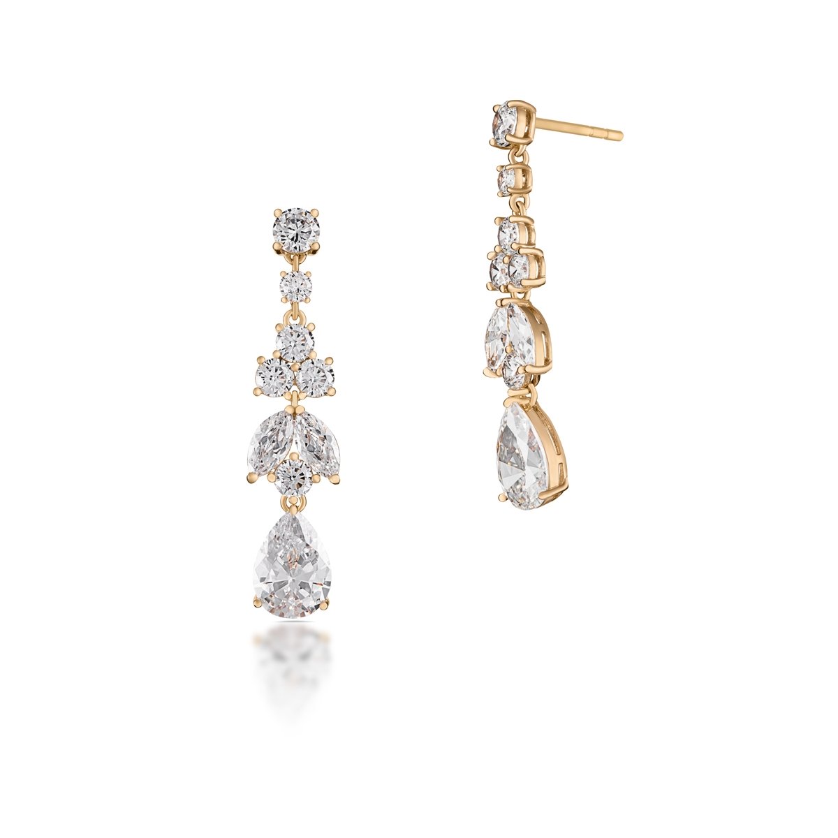 W.KRUK Kolczyki mosiężne z cyrkoniami