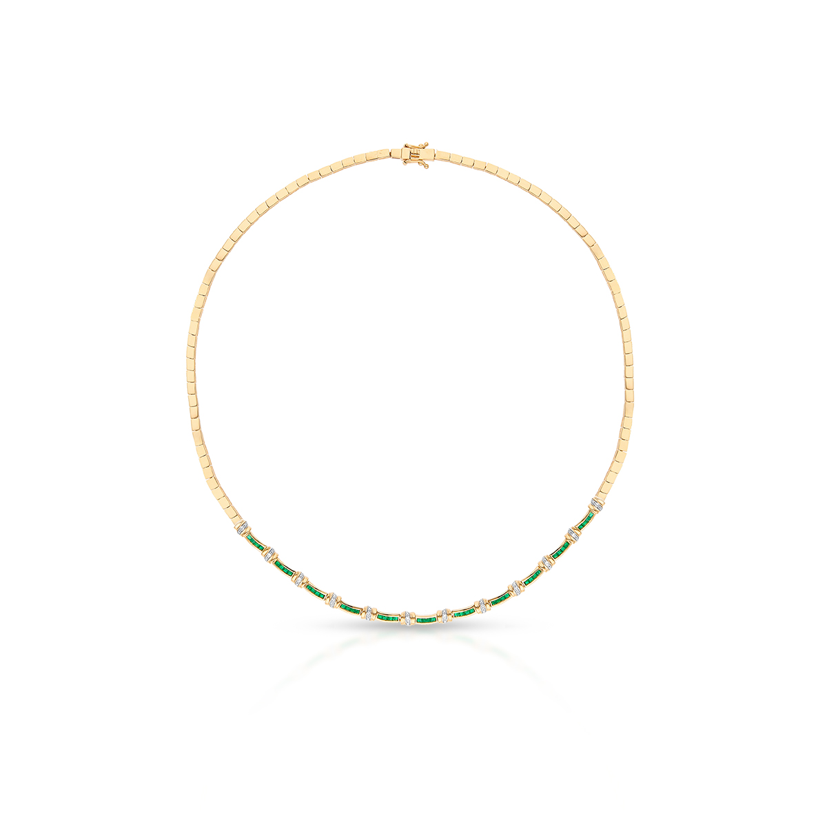 W.KRUK - Naszyjnik złoty z szmaragdami i diamentami