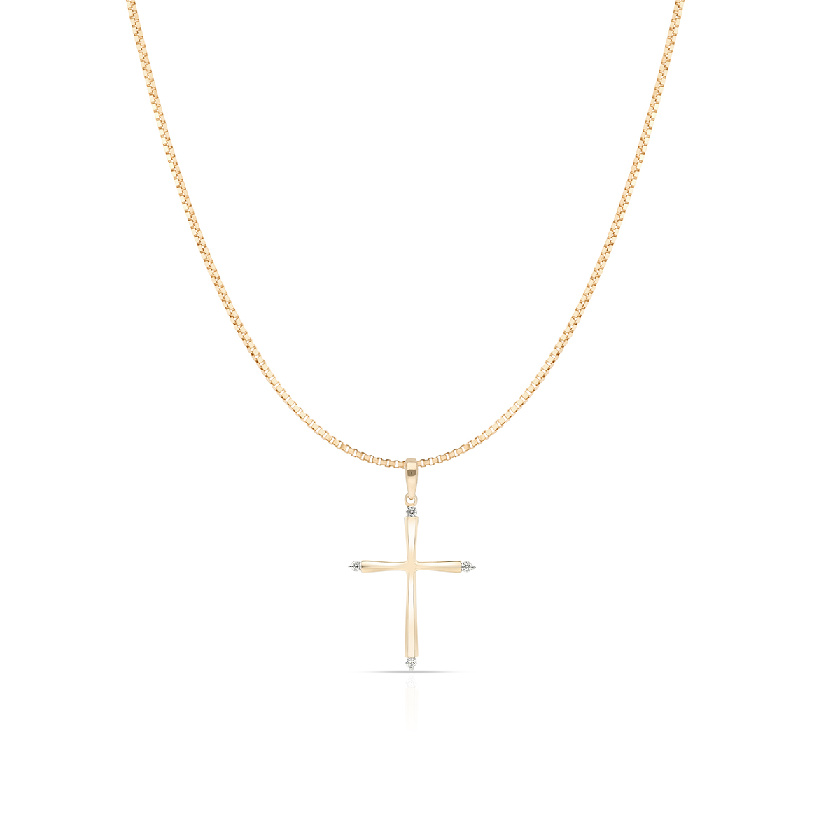 W.KRUK - Wisiorek złoty krzyżyk z cyrkoniami