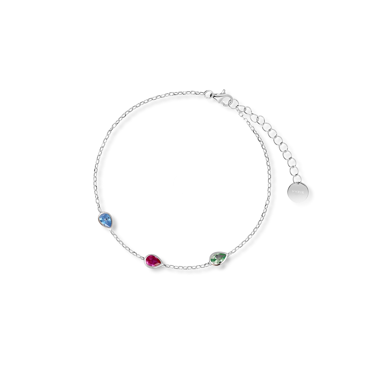 W.KRUK Bransoleta srebrna z kolorowymi cyrkoniami