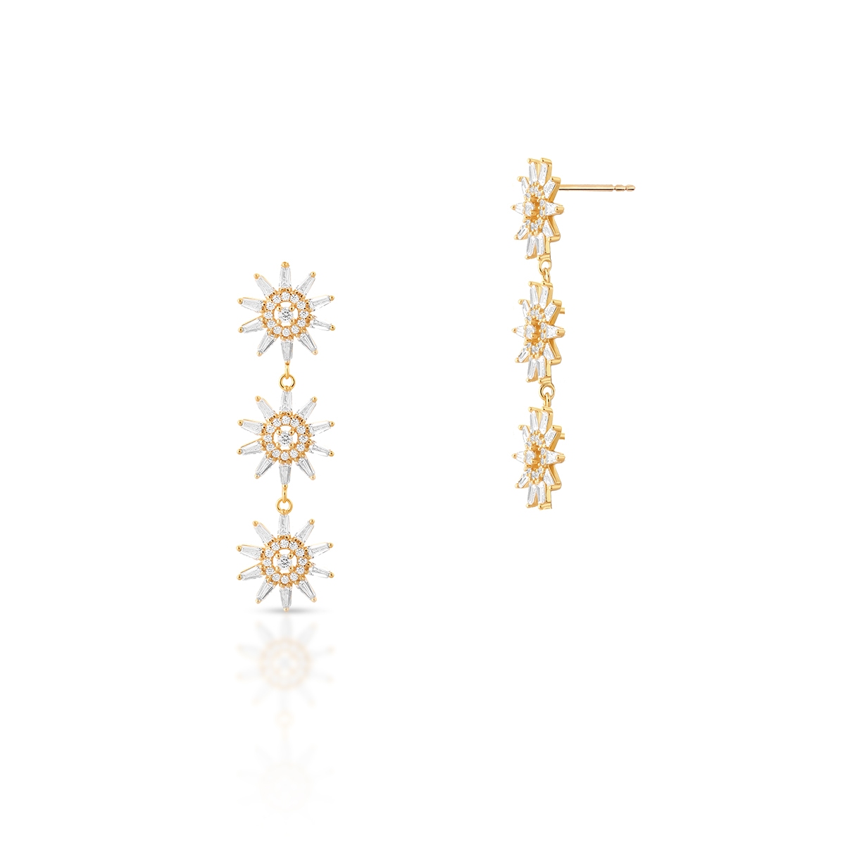 W.KRUK Kolczyki srebrne pozłacane z cyrkoniami