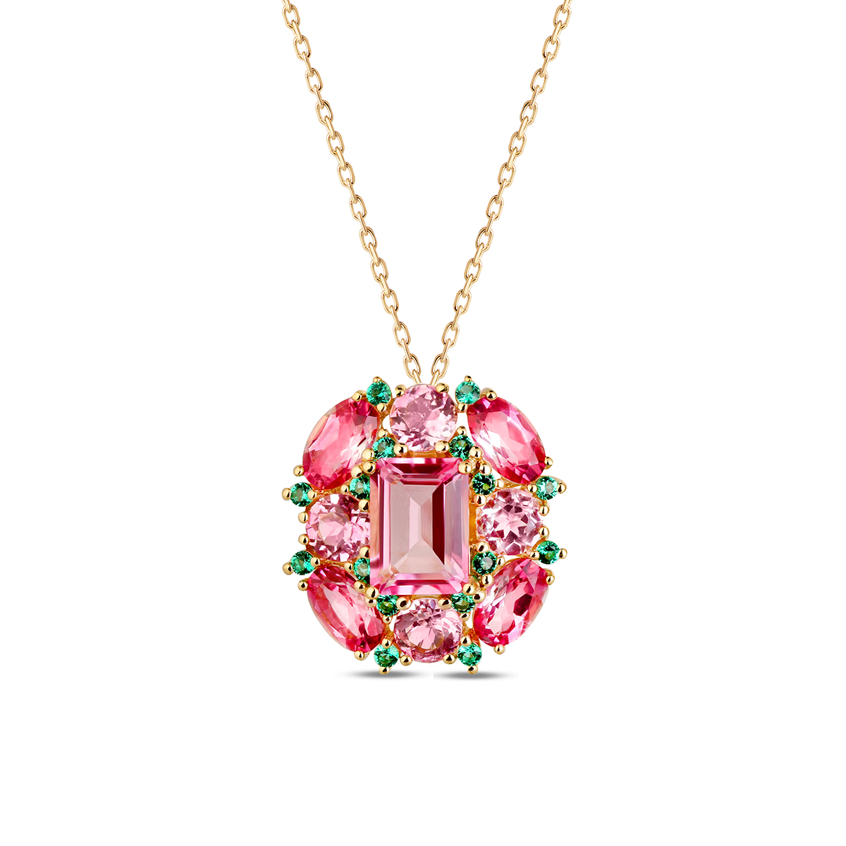 W.KRUK - Wisiorek srebrny z różowymi topazami Szekspirowska