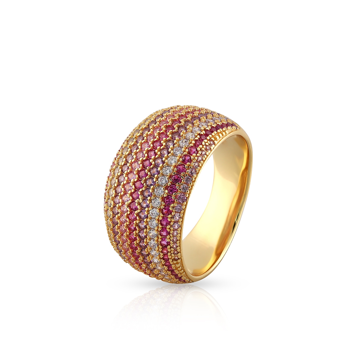 W.KRUK Pierścionek srebrny pozłacany z cyrkoniami