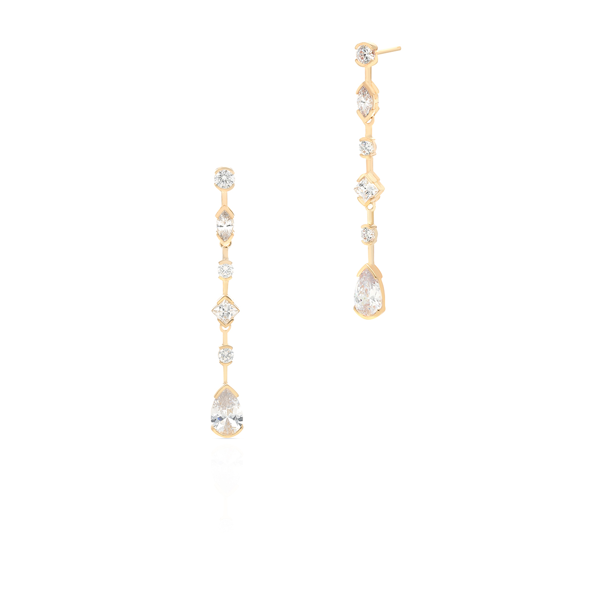 W.KRUK - Kolczyki złote z cyrkoniami długie