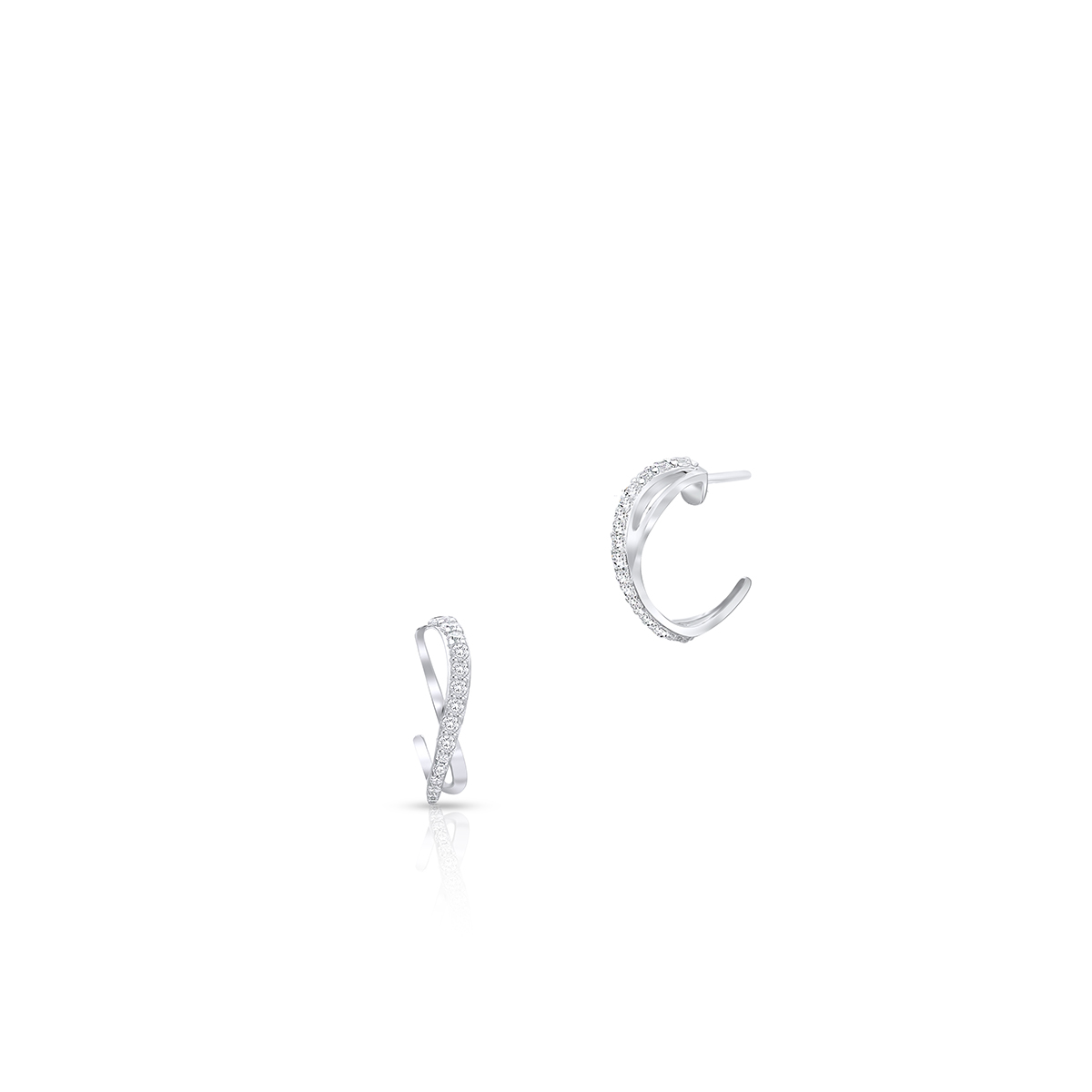 W.KRUK - Kolczyki srebrne półkola z cyrkoniami
