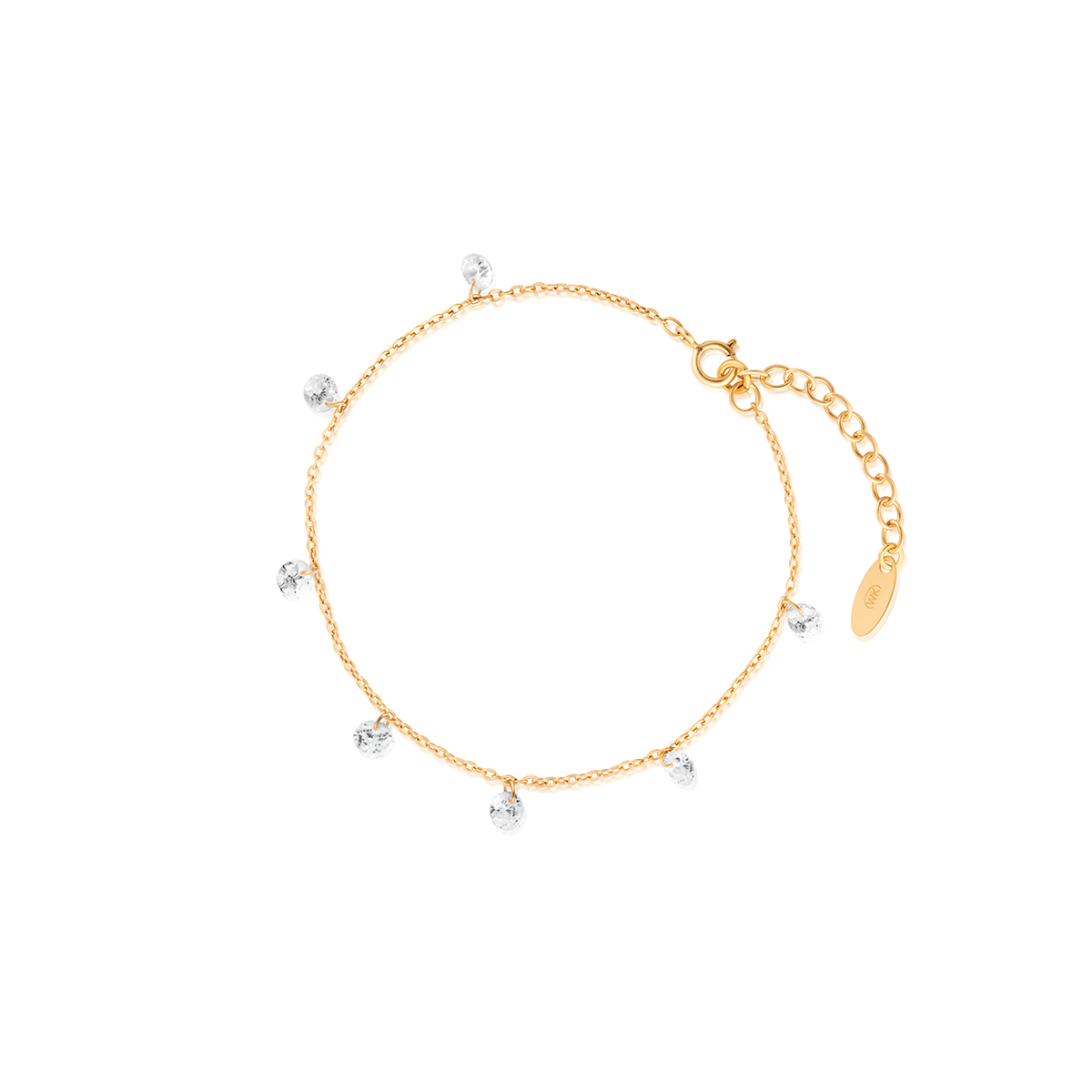 W.KRUK - Bransoletka srebrna pozłacana z cyrkoniami