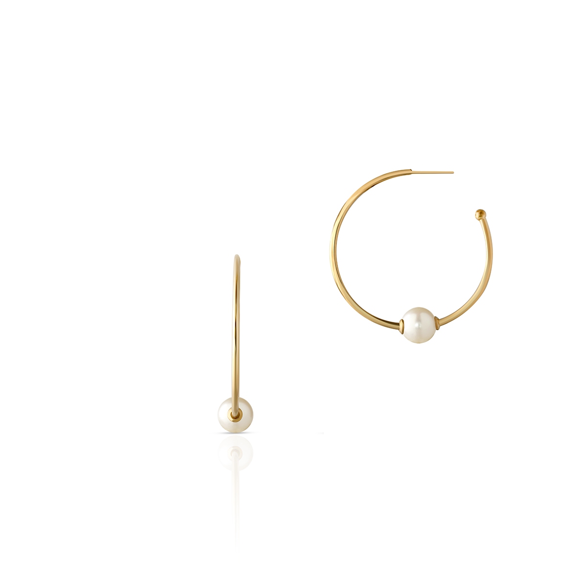 W.KRUK Kolczyki złote koła z perłami