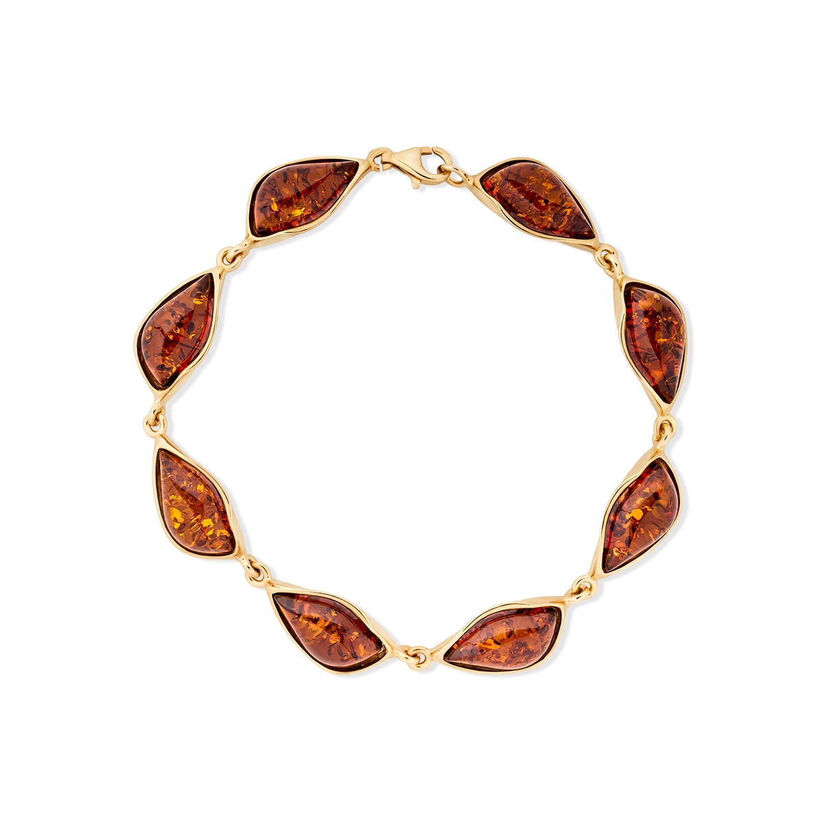 W.KRUK Bransoleta srebrna pozłacana z bursztynami