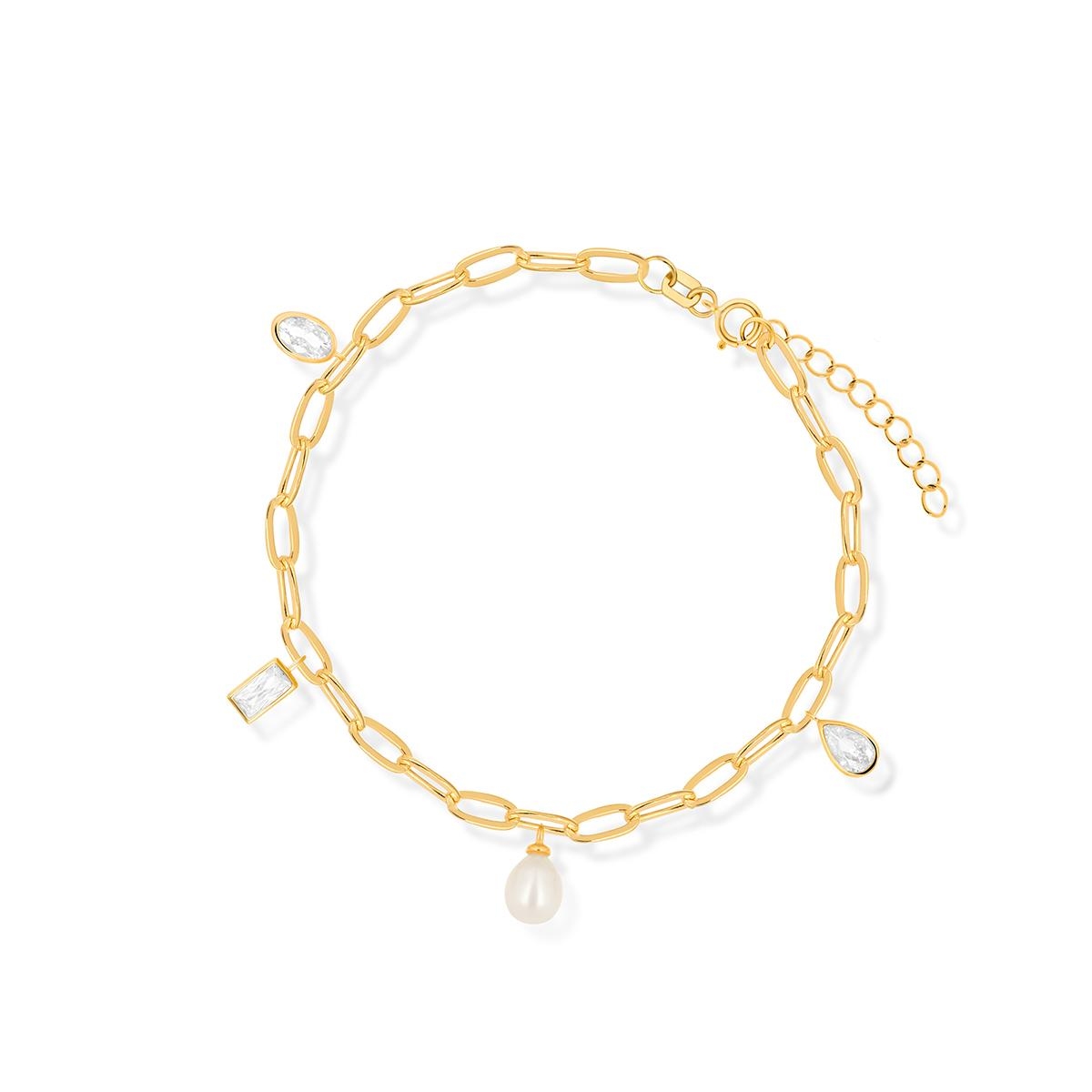 W.KRUK Bransoleta srebrna z perłą i cyrkoniami