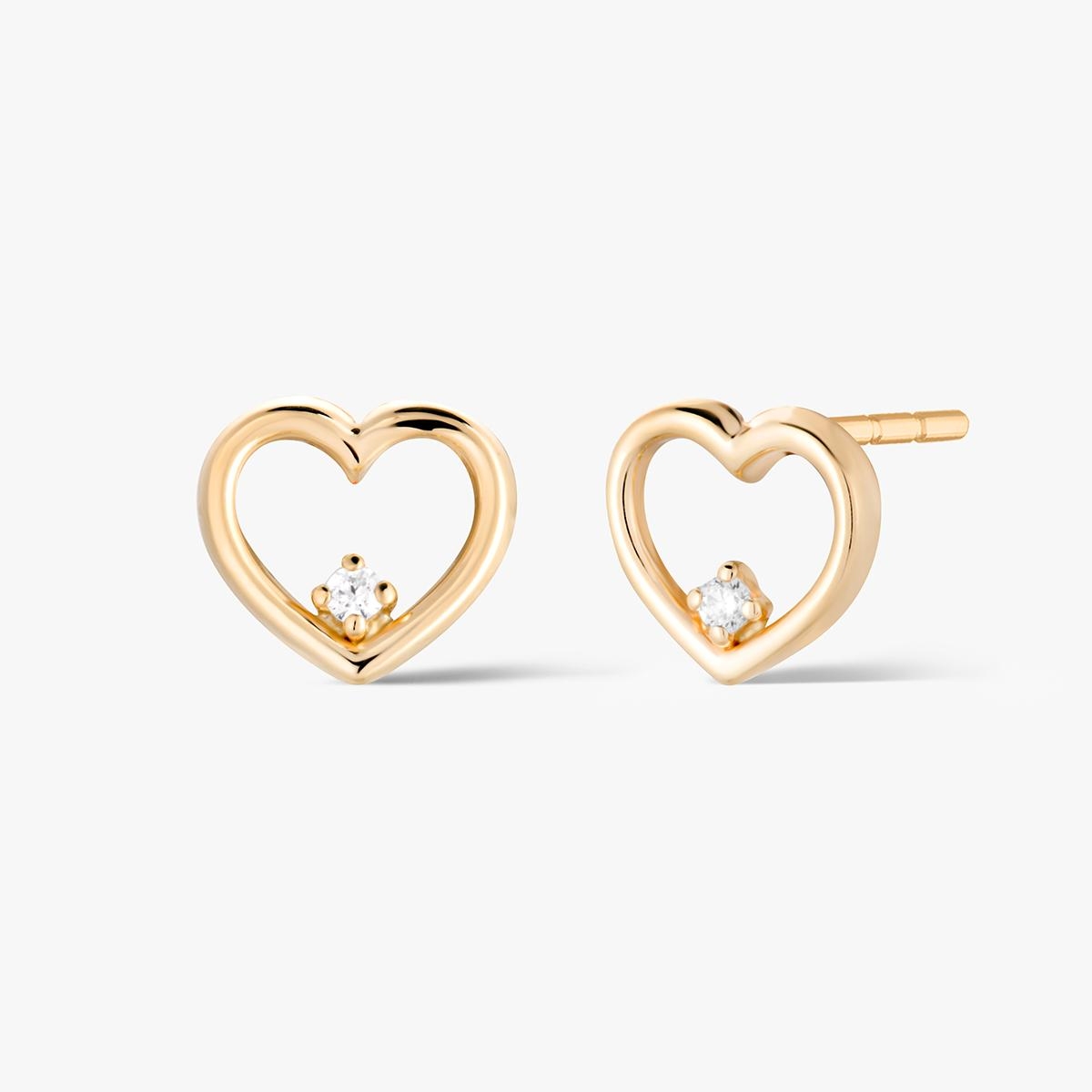 W.KRUK Kolczyki złote serca z cyrkonią