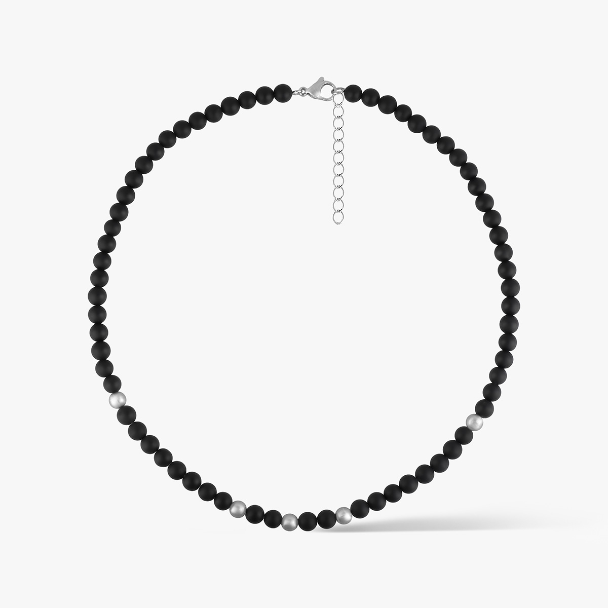 W.KRUK Naszyjnik stalowy z onyksami