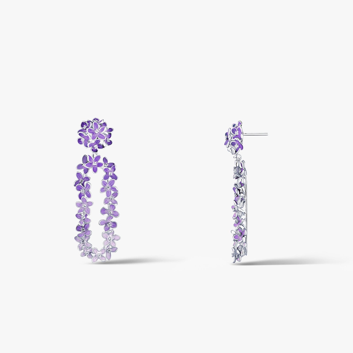 W.KRUK Kolczyki srebrne Kwiaty Nocy Fioletowy Bez