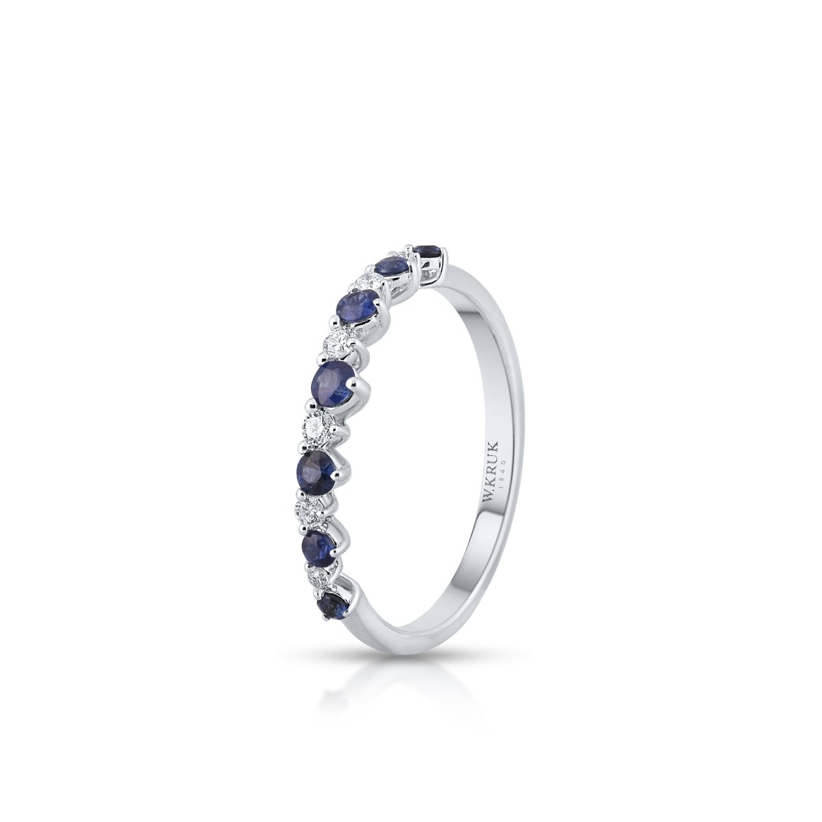 W.KRUK Pierścionek białe złoto z diamentami i szafirami