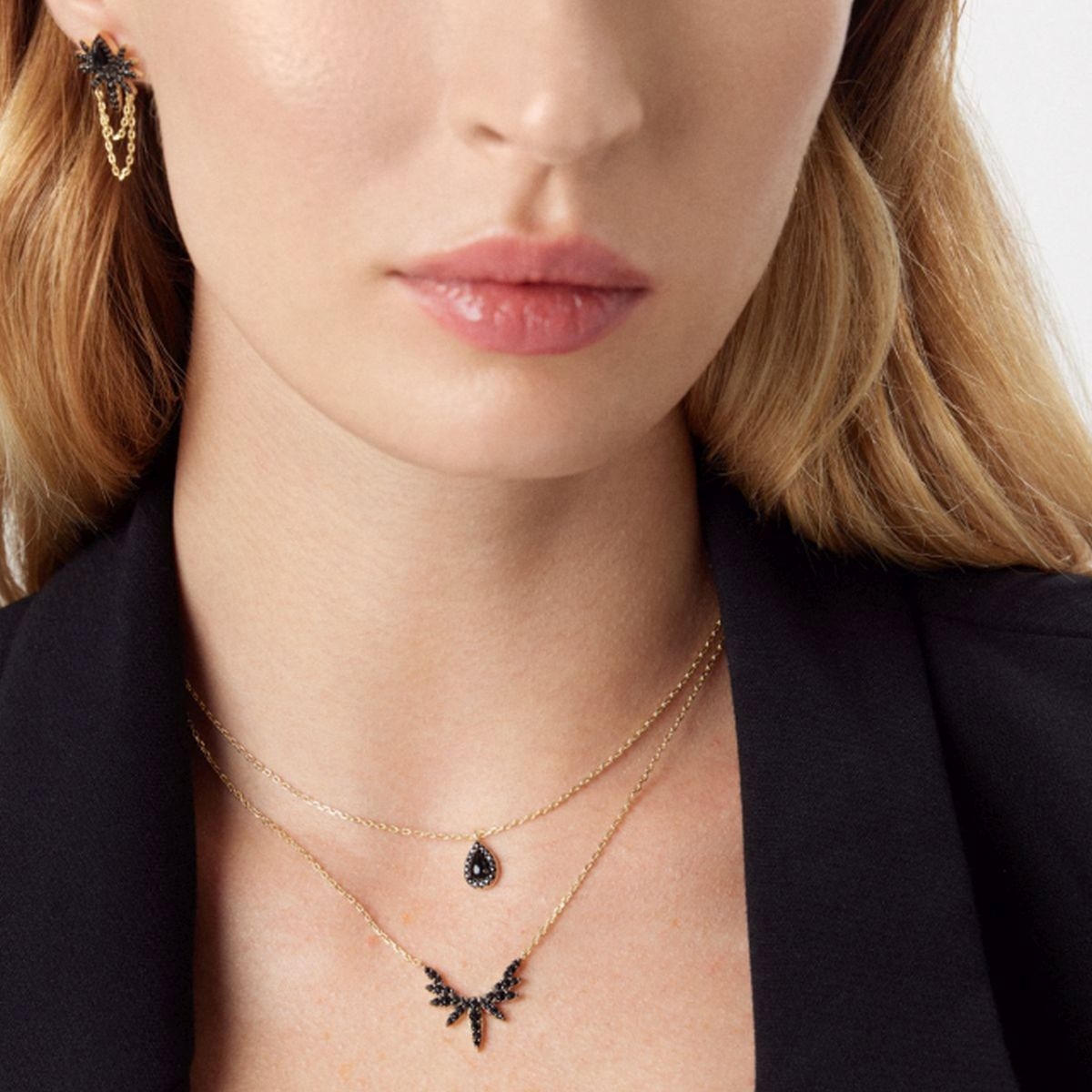 W.KRUK Naszyjnik srebrny z czarnymi cyrkoniami