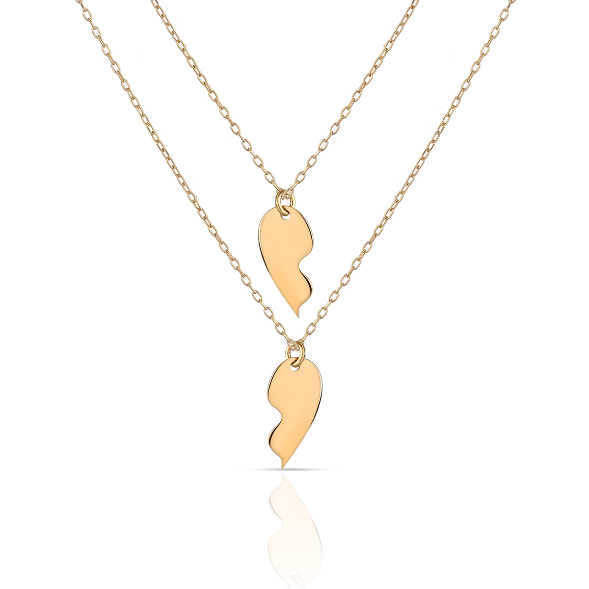 W.KRUK Naszyjnik srebrny pozłacany dwie połówki serca