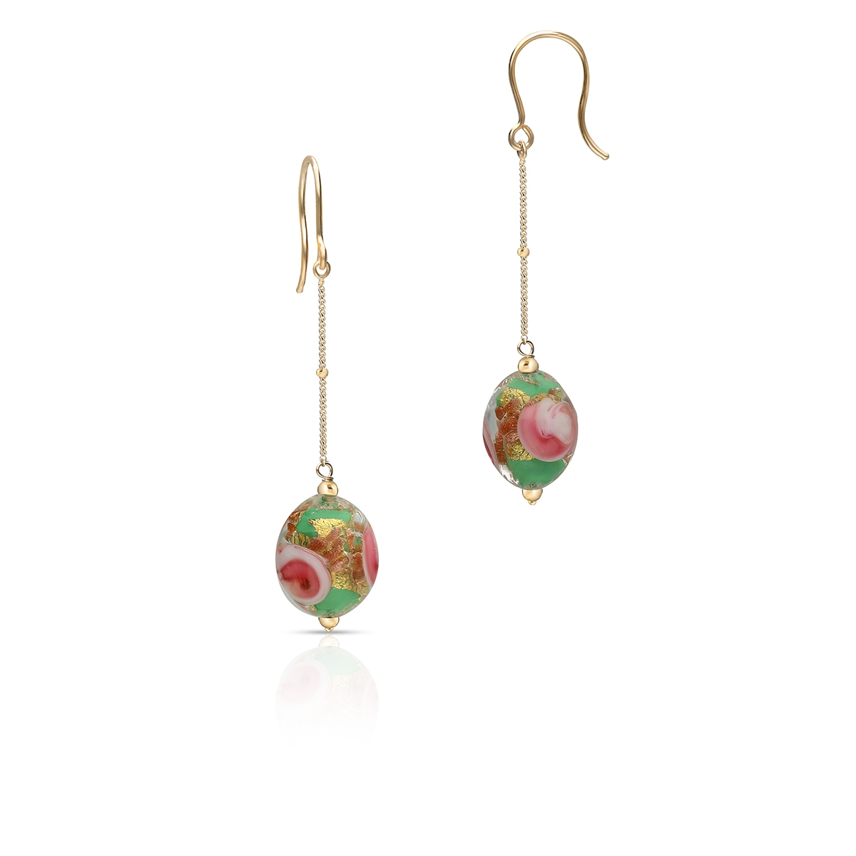 W.KRUK Kolczyki złote ze szkłem Murano