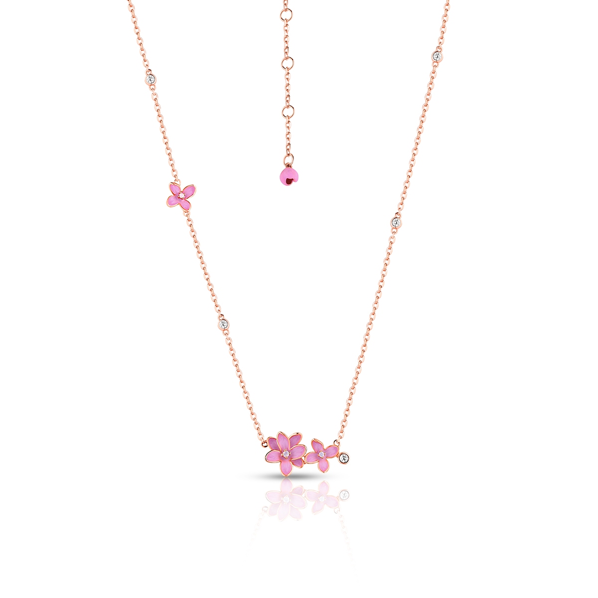 W.KRUK Naszyjnik srebrny Kwiaty Nocy Różowy Bez