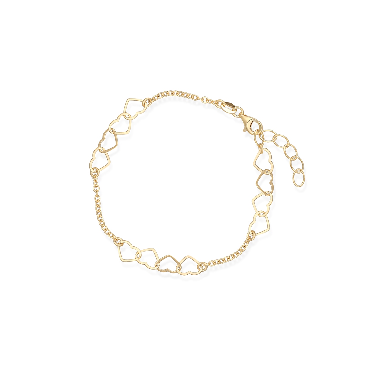 W.KRUK Bransoleta srebrna złocona z sercami