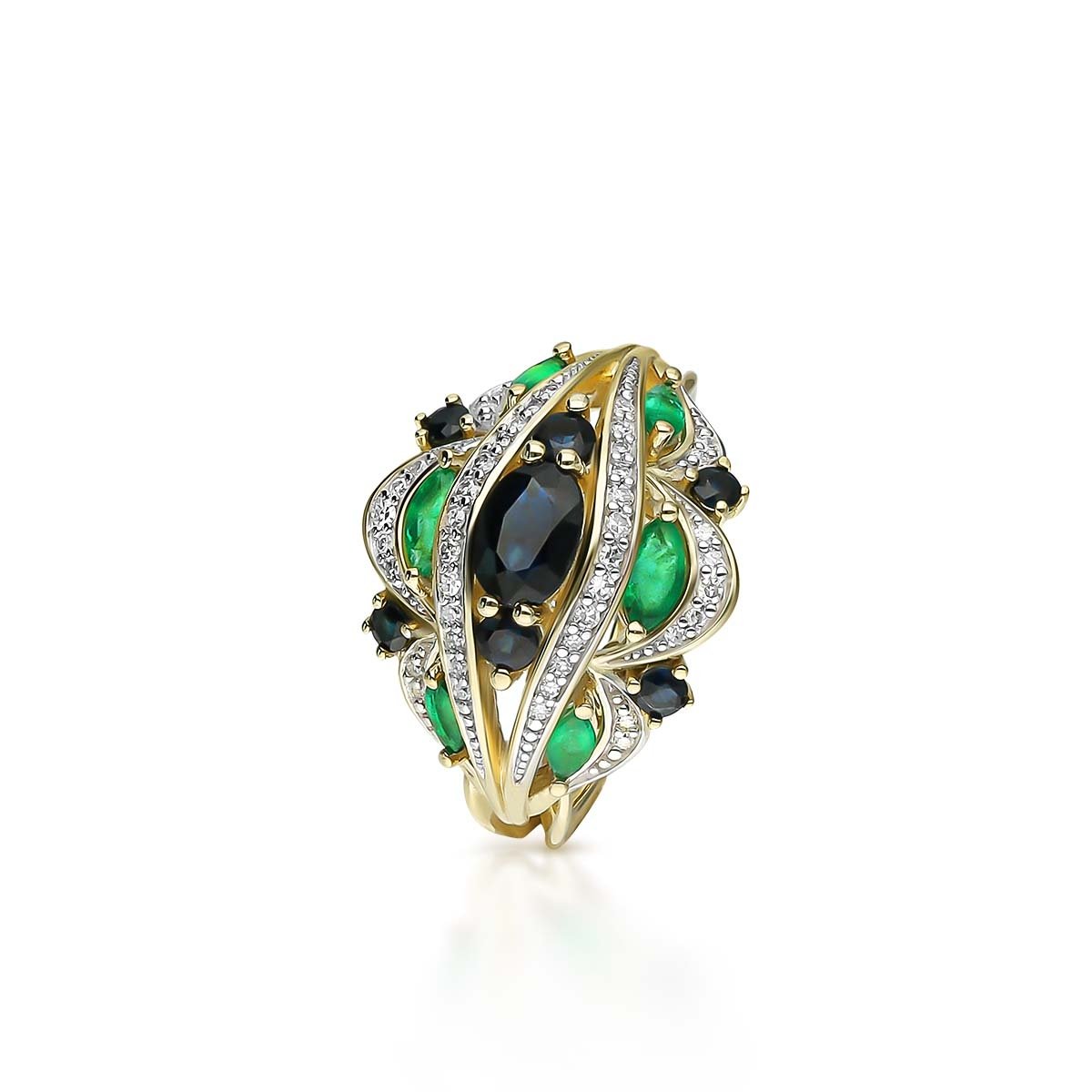 W.KRUK Pierścionek złoty z kamieniami szlachetnymi