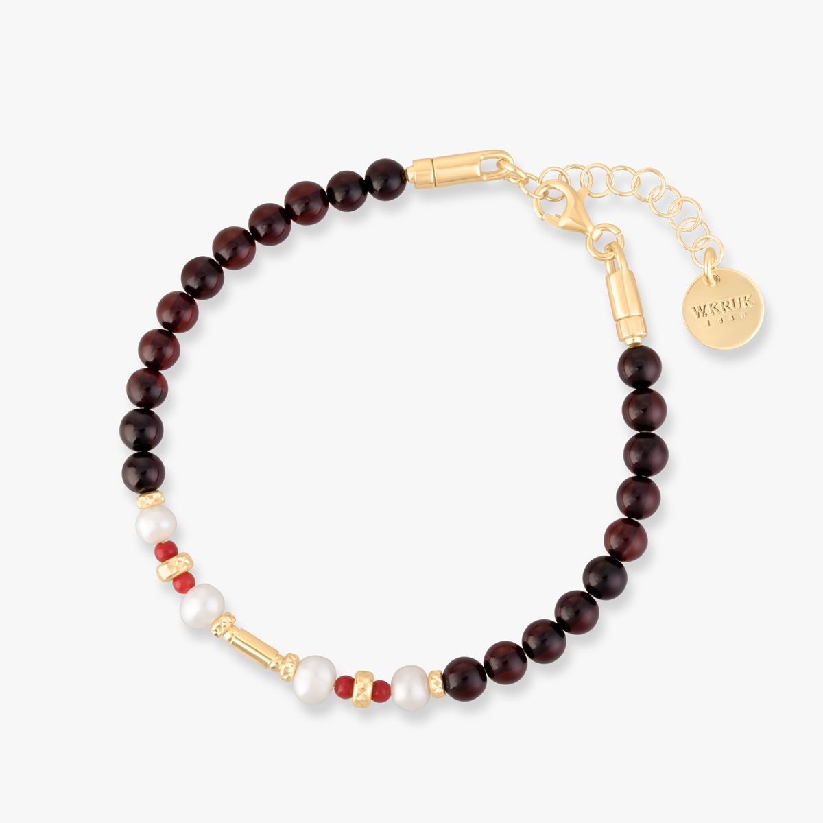 W.KRUK Bransoleta srebrna z bursztynami