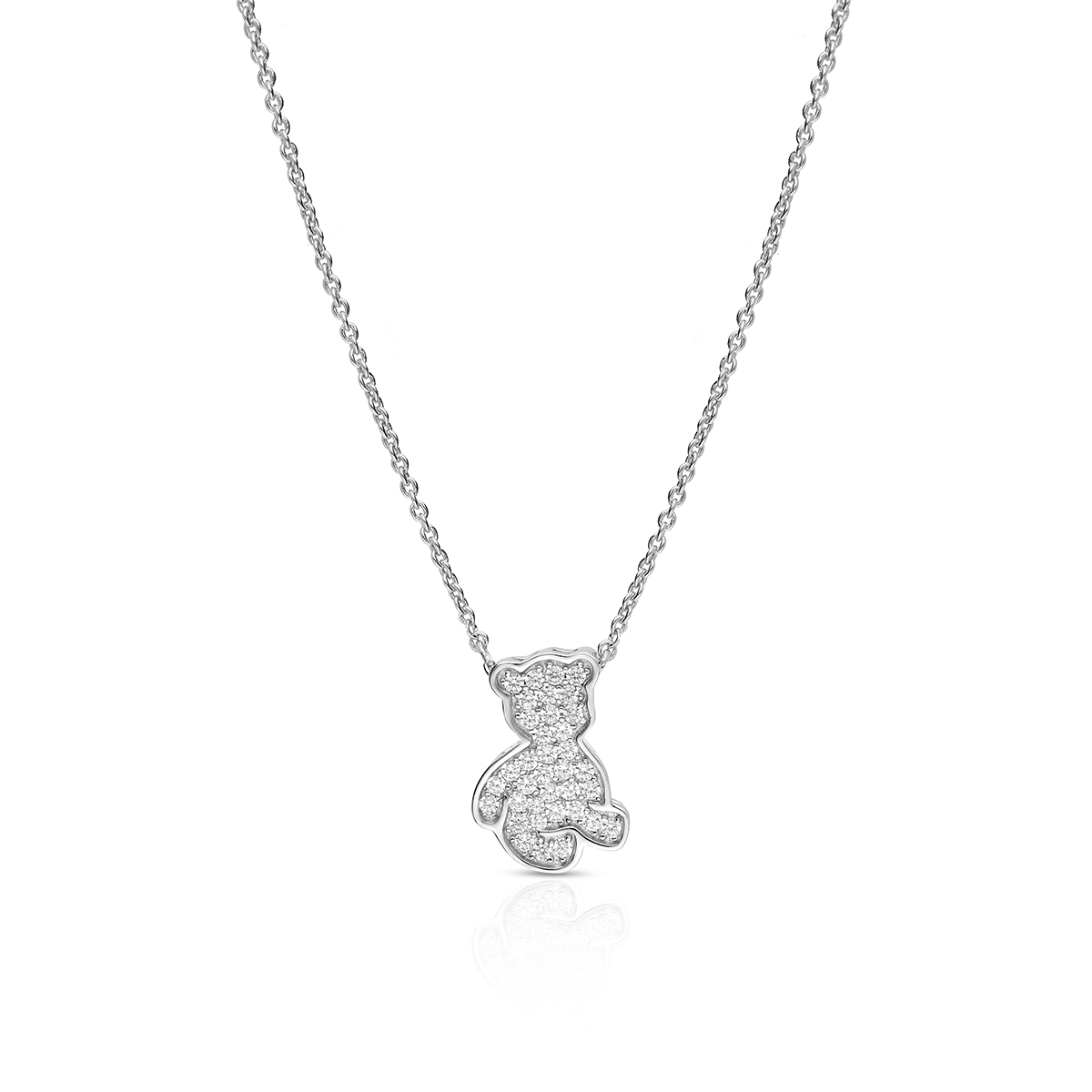 W.KRUK Naszyjnik srebrny miś z cyrkoniami