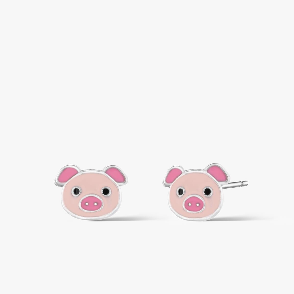 W.KRUK Kolczyki srebrne z motywem świnki