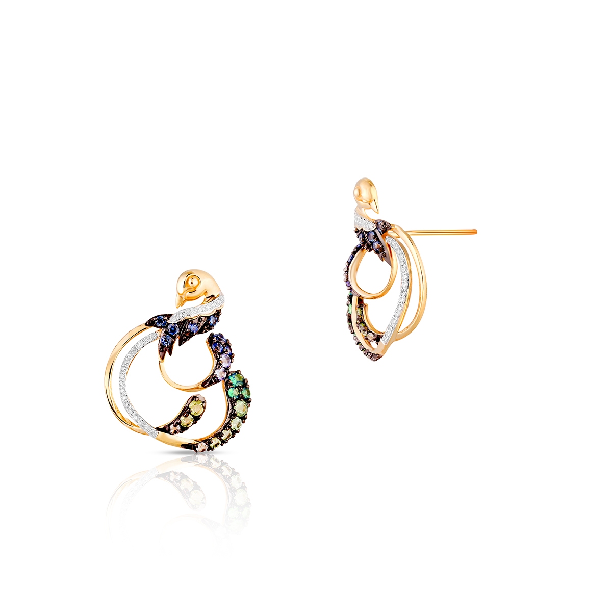 W.KRUK Kolczyki złote Preludium Paradise Birds