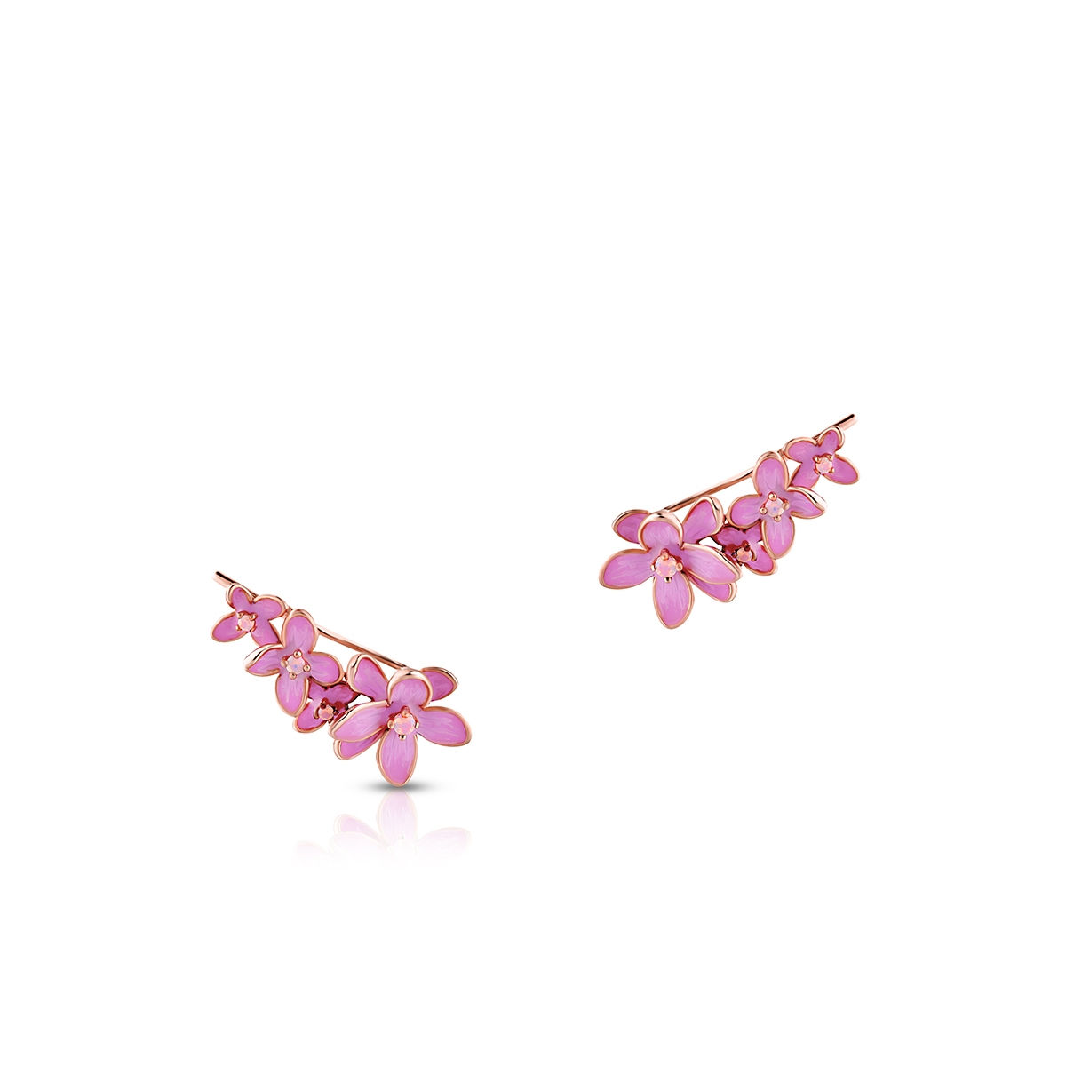 W.KRUK Kolczyki srebrne Kwiaty Nocy Różowy Bez