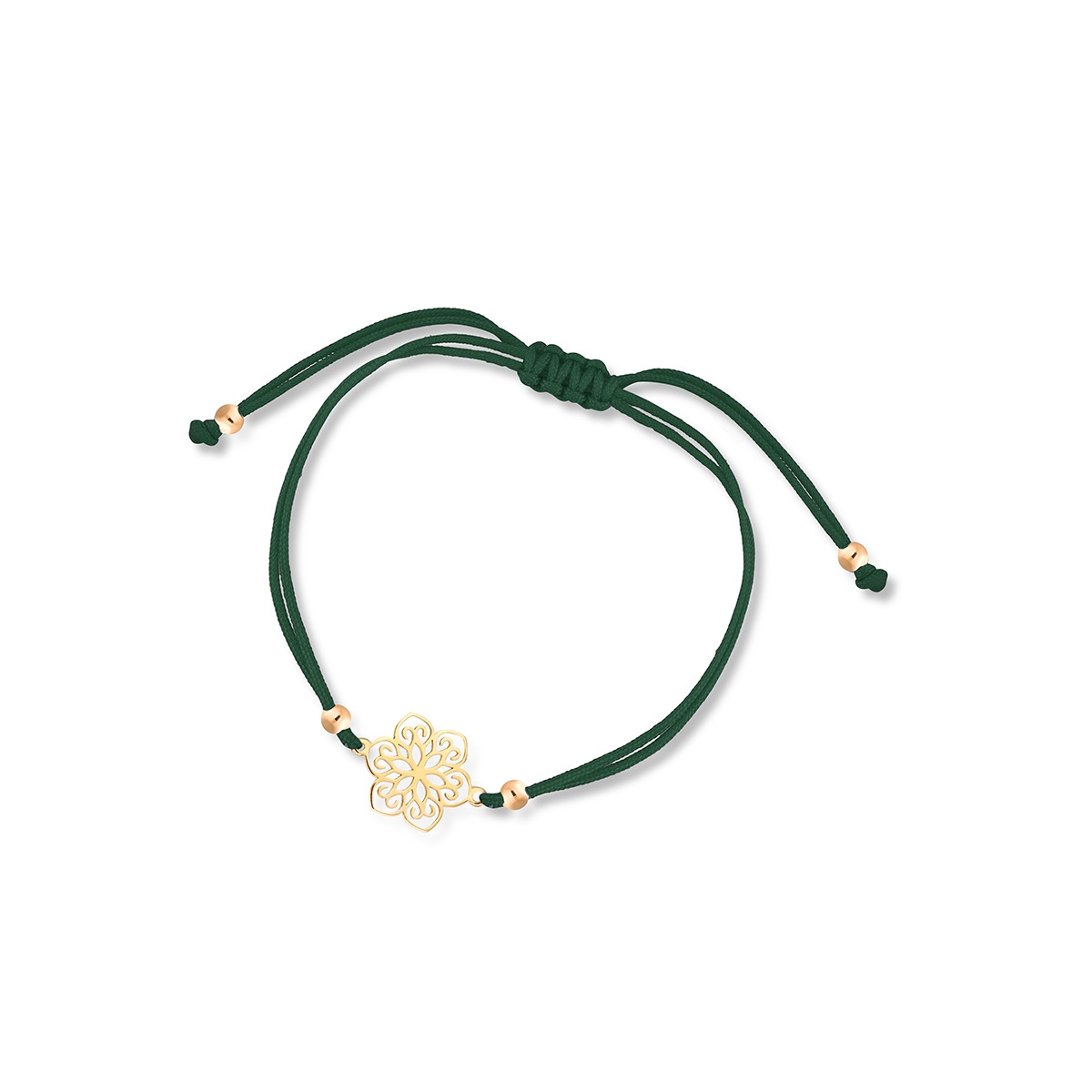 W.KRUK Bransoleta srebrna z zielonym sznurkiem